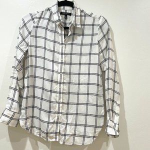 Banana Republic black and white plaid button-down shirt (XS)